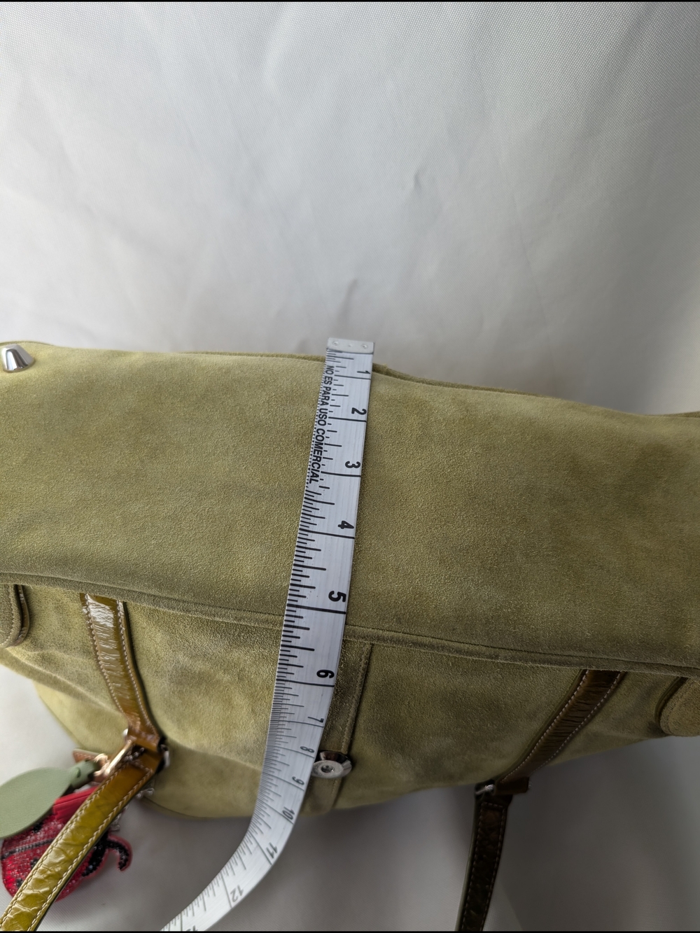 Vintage Y2K Coach Hamptons Suede Buckled Flap Shoulder Bag Lime Green 9271 - Picture 15 of 16